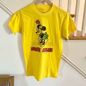 1970s Yellow Minnie Mouse Graphic T-Shirt Double-sided
